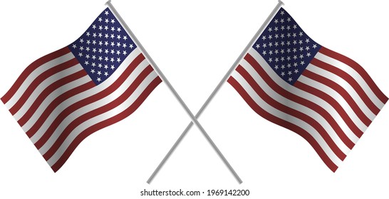 American Flag Pair Crossed Vector Isolated Stock Vector (Royalty Free ...