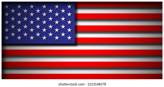 American flag in paper cut style