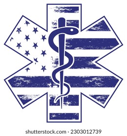 American Flag and paramedic , EMT logo vector file