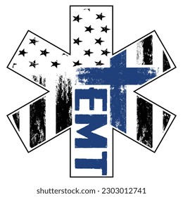 American Flag and paramedic , EMT logo vector file