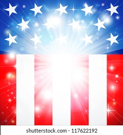 American flag patriotic background with stars and stripes and space for text in the center