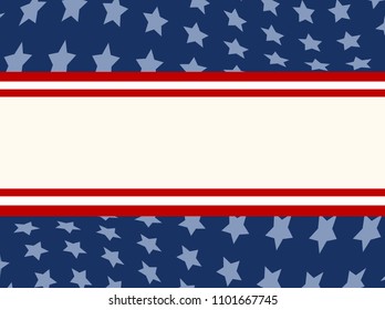 American flag patriotic background. United States blank frame with space for text. Independence day design template. Stars and stripes backdrop.

