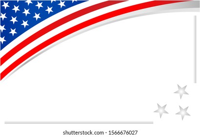 American flag patriotic banner frame with empty space for your text vector design template.