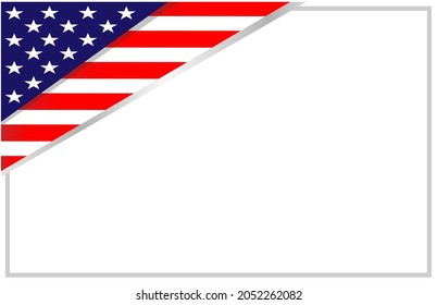 American flag patriotic border frame corner with empty space for your text.