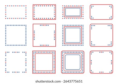 American flag Patriotic Star Bordered Frames for Design Projects.