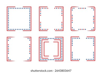 American flag Patriotic Star Bordered Frames for Design Projects..