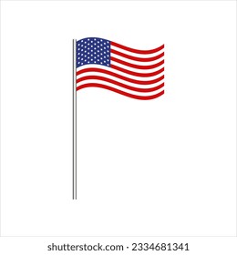 Bandera estadounidense, símbolo patriótico de los Estados Unidos, ilustración vectorial de los aislados.