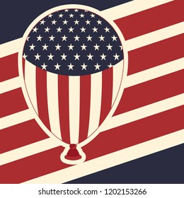 american flag pattern background with balloons icon