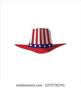 American Flag Patterned Hat Vector