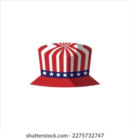 American Flag Patterned Hat Vector