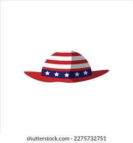 American Flag Patterned Hat Vector