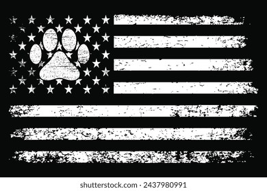 American Flag With Paw Vector svg