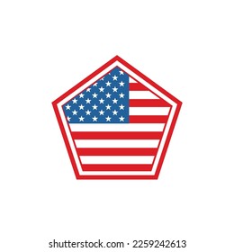 American flag in the pentagon shape design vector