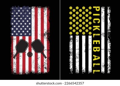 American Flag Pickleball Design Vector