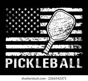 American Flag Pickleball Player Vintage Design