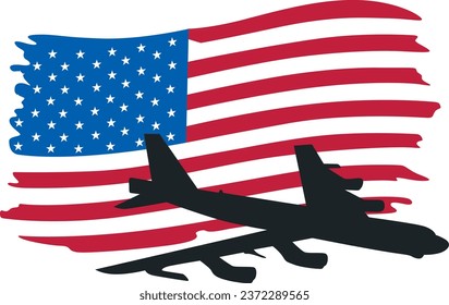 American Flag Pilot logo, Airplane flying USA Flag