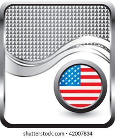 fondo de ola de color plateado con pin de bandera estadounidense