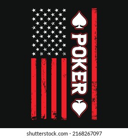 American flag with poker template  - t shirt design, vector graphic