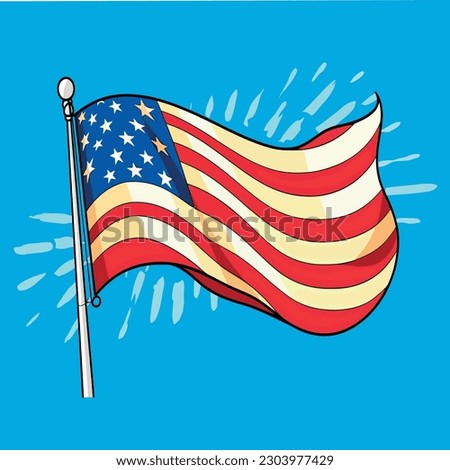 american flag pole us united states of america independence day vector illustration