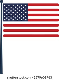 American flag pole vector design on white background.