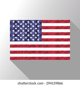 American flag in poly art  design with long shadow effect 
