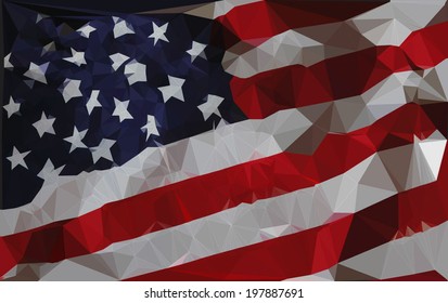 American Flag - Polygonal. Vector illustration.