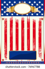 American flag poster. Poster with a flag of US and a texture.