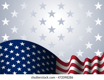 American flag, for Presidential Election, vote, 4th July, Independence Day celebration. Patriotic background. National design. Symbol the United State of America. Vector illustration