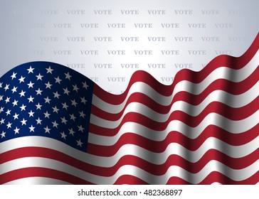American flag, for Presidential Election, vote, 4th July, Independence Day celebration. Patriotic background. National design. Symbol the United State of America. Vector illustration