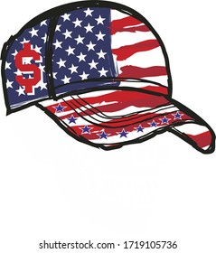 American flag print embroidery graphic design vector art