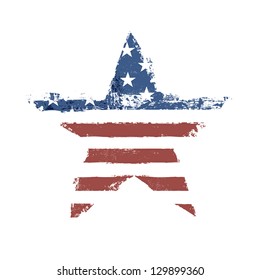 The American flag print as star shaped symbol. Vector, EPS10.