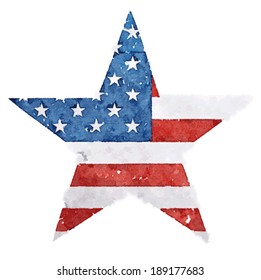 The American flag print as star shaped symbol.t-shirt graphics