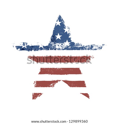The American flag print as star shaped symbol. Vector, EPS10.