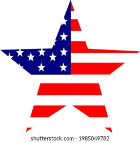 American flag printed on a star vector.