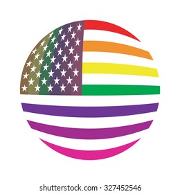 American flag with a rainbow