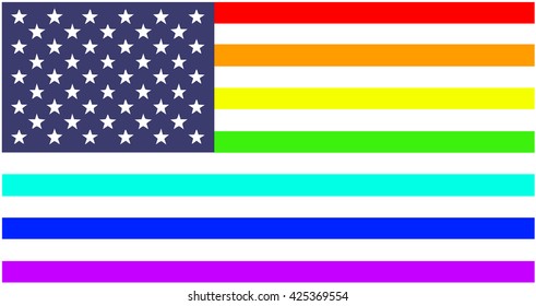 The American flag in rainbow colours. Vector