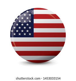 American Flag Realistic Icon Vector