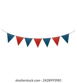 American Flag Red And Blue Streamer Ribbon Bunting Vector Illustration
