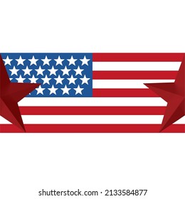 american flag and red color star banner background 