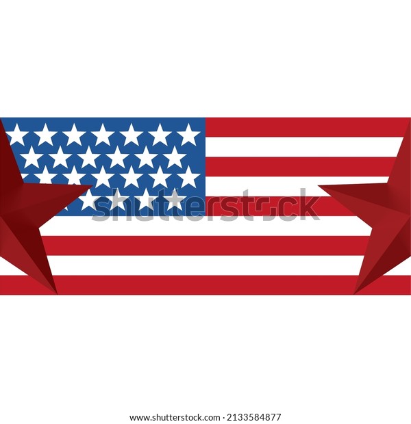 American Flag Red Color Star Banner เวกเตอร์สต็อก (ปลอดค่าลิขสิทธิ์
