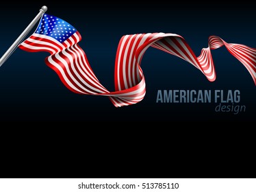 An American flag ribbon background design graphic