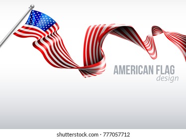 An American flag ribbon background design patriotic graphic