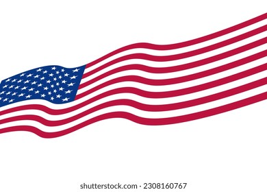 American flag ribbon on transparent background for USA independence day poster template. 4th of July celebration, Vector Image for Brochure, Emblem, Logo, T-shirt, Banner Or Poster on the topic US