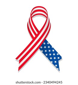 American Flag Ribbon. Patriotic Symbol Vector