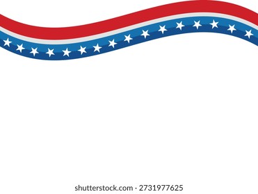 Ilustración vectorial de diseño de fondo de onda de cinta de bandera estadounidense
