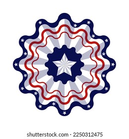 Amerikanische Flagge auf Rosette Symbol einzeln