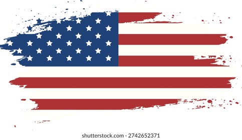 American flag with rough brush stroke effect