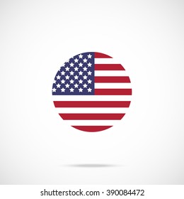 American flag round icon  US flag icon and accurate official color scheme  Premium quality flag the United States in circle  Vector icon isolated gradient background