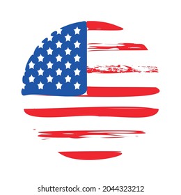 The American flag is round shape on a white background. Vector illustration