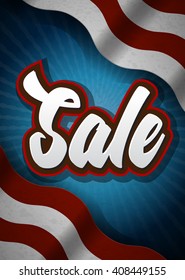 American flag Sale realistic vector Banner flyer or poster background for memorial labor independence day promotion. Red and white stripes.